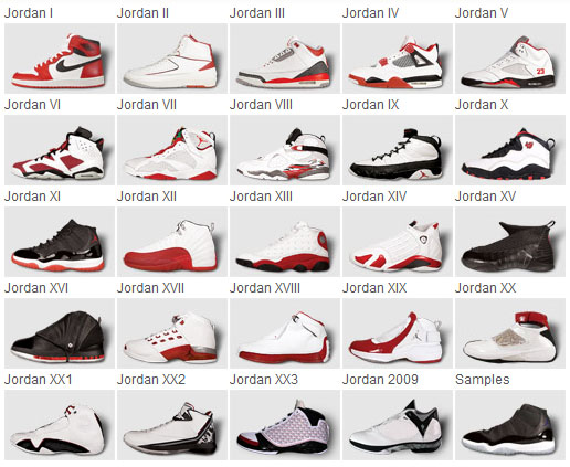 jordan list of shoes